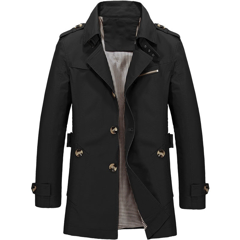 Klassischer Herren-Trench mit kariertem Innenfutter