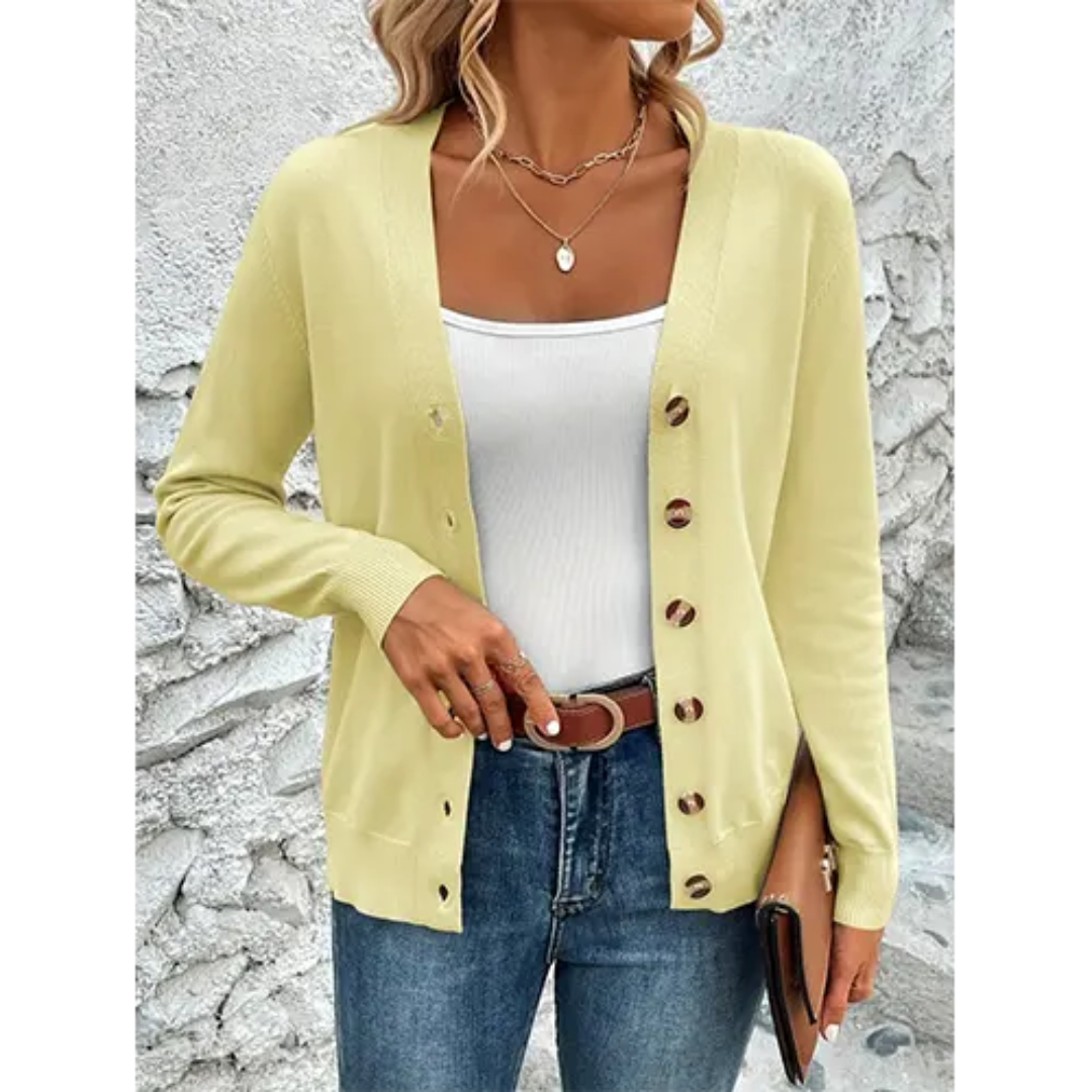 Payton | Damen Knopf Daunen Strickjacke | Langarm