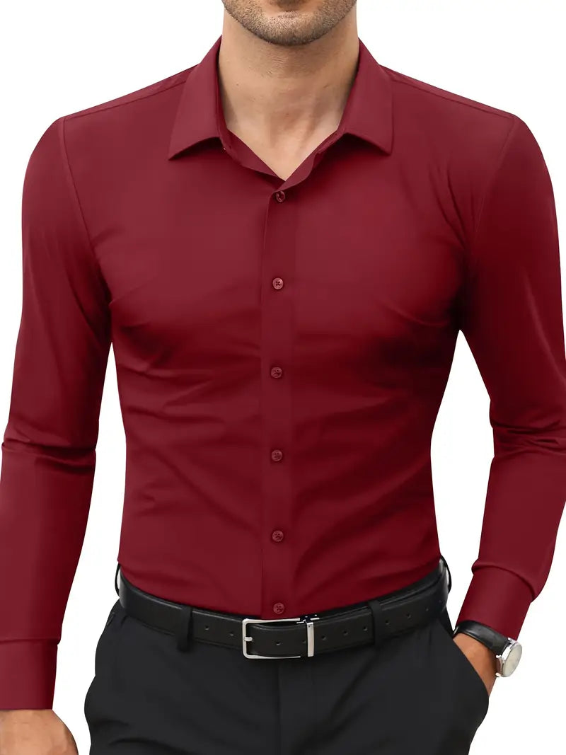 Schwarzes Herrenhemd Elegant Slim Langarm – Alviro