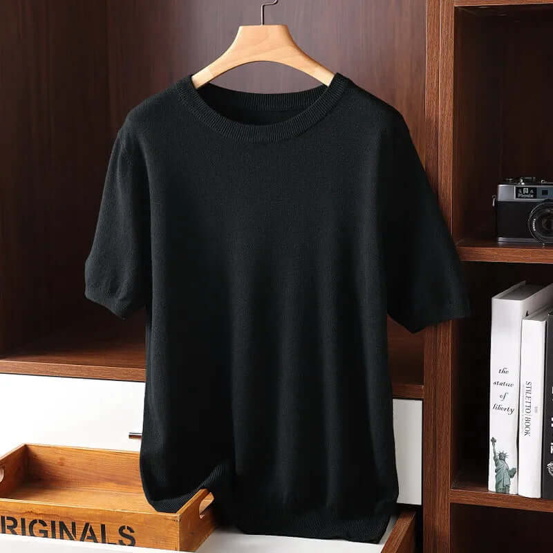 Herren Kaschmir T-Shirt, Rundhals, Weich