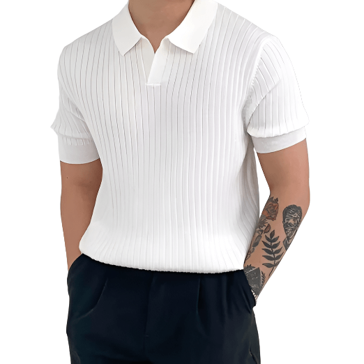 Geripptes Baumwoll-Poloshirt für Herren