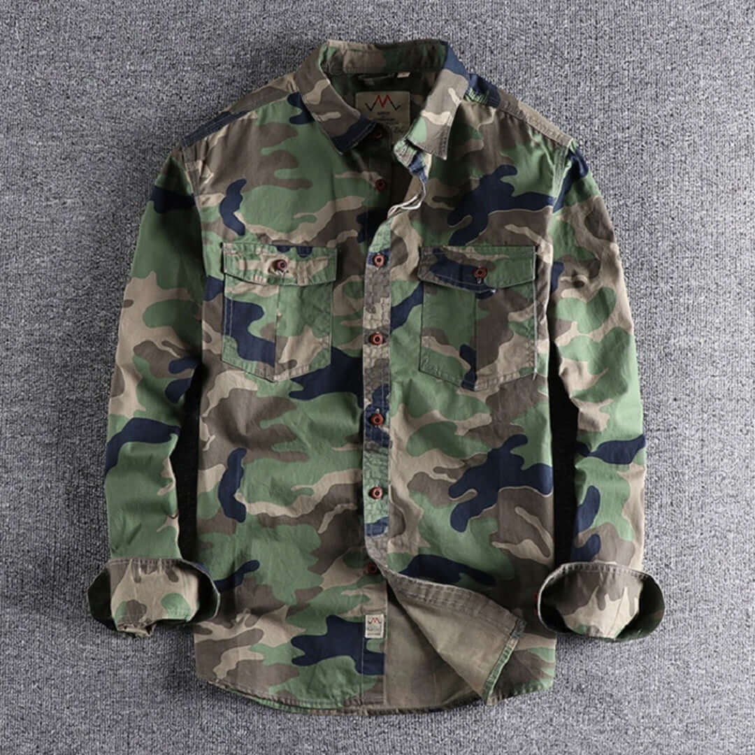 Robustes Herren Langarmhemd Camouflage