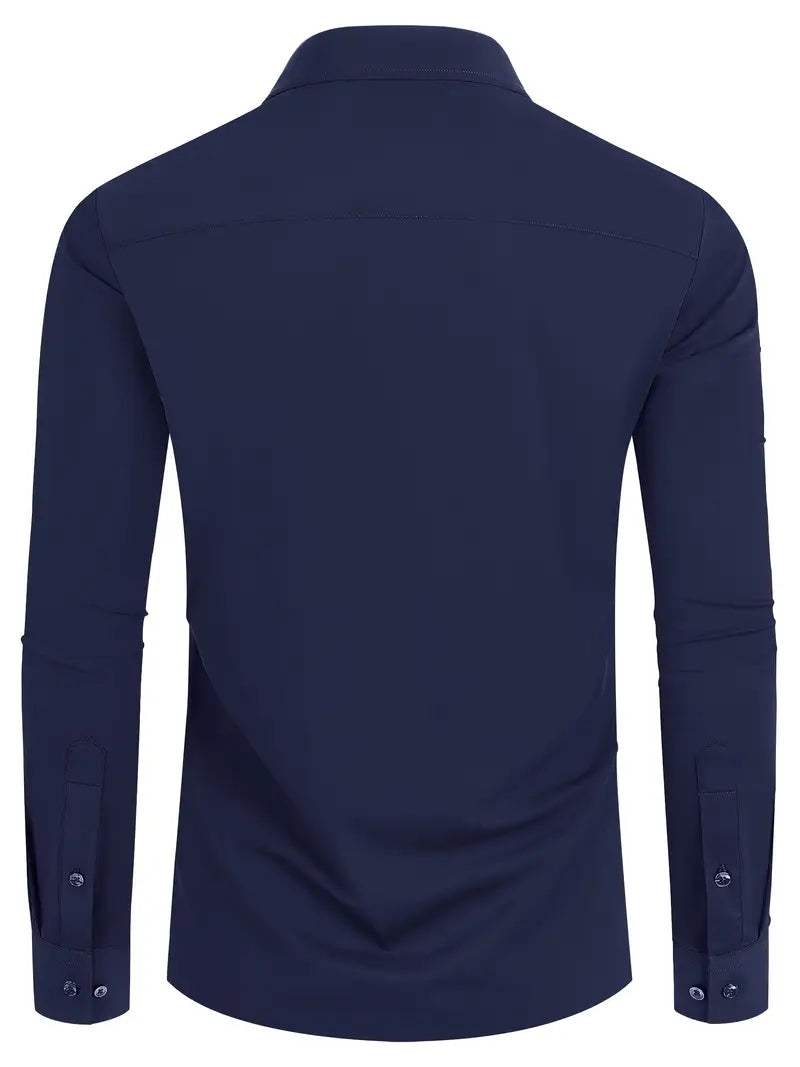 Schwarzes Herrenhemd Elegant Slim Langarm – Alviro