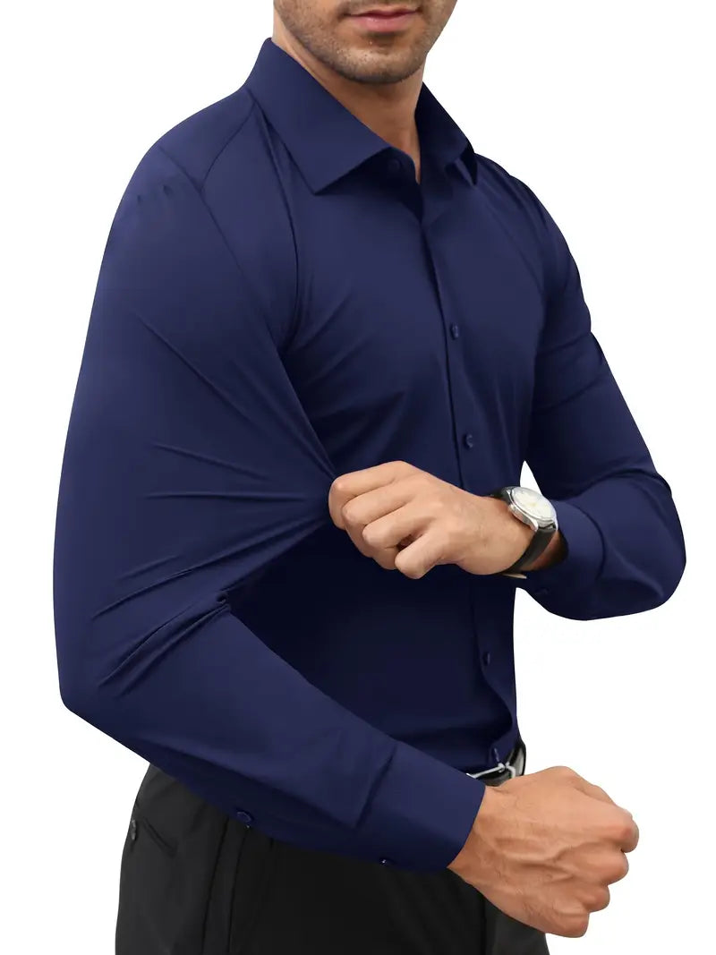 Schwarzes Herrenhemd Elegant Slim Langarm – Alviro
