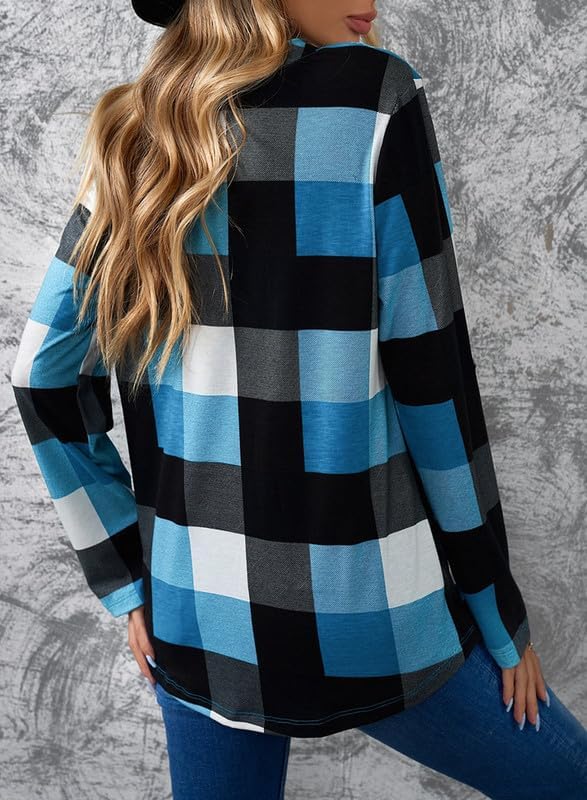 Karo-Bluse mit V-Ausschnitt für Damen – Hanna