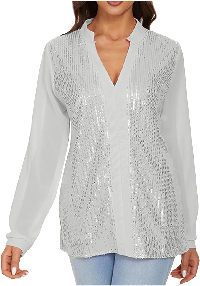 Elegante Plus-Size-Bluse mit V-Ausschnitt – Monika