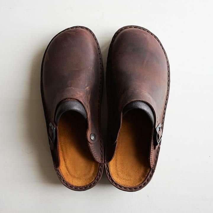 Beige Orthopädische Lederpantoffeln - Claude