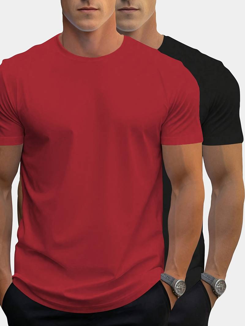 2-Teiliges, klassisches Kurzarm-T-Shirt für Herren