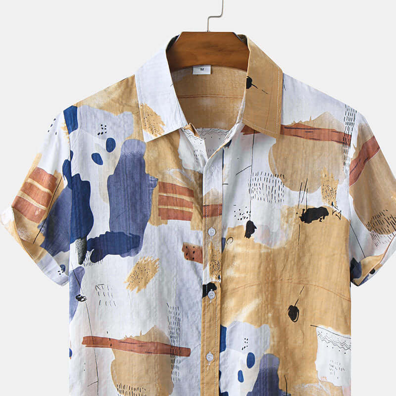 Bedrucktes Herren Kurzarmhemd Boho Design