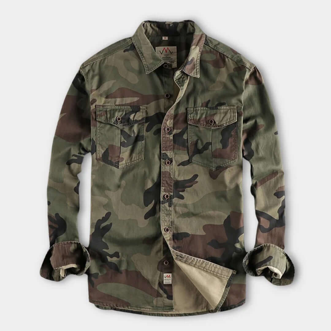 Robustes Herren Langarmhemd Camouflage