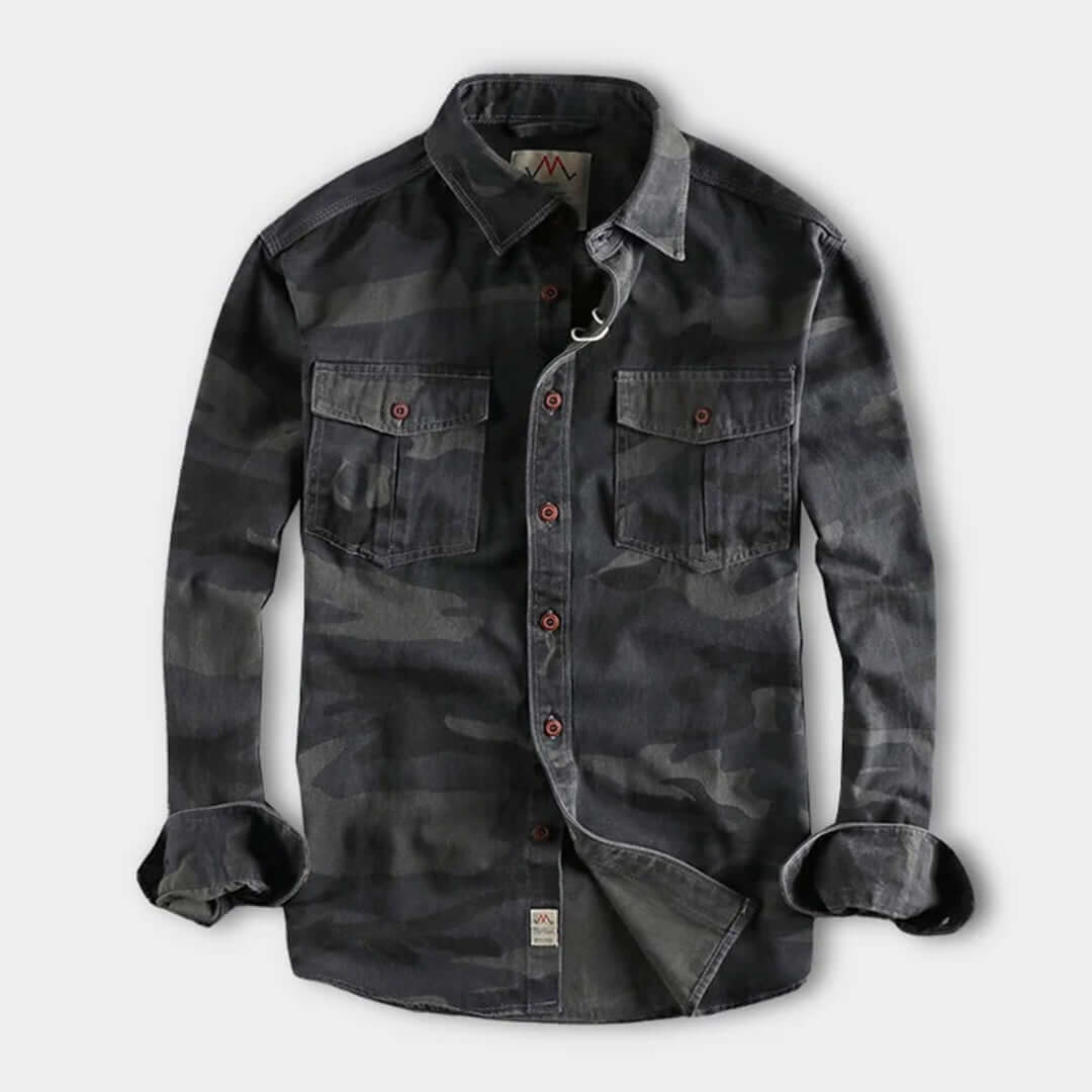 Robustes Herren Langarmhemd Camouflage
