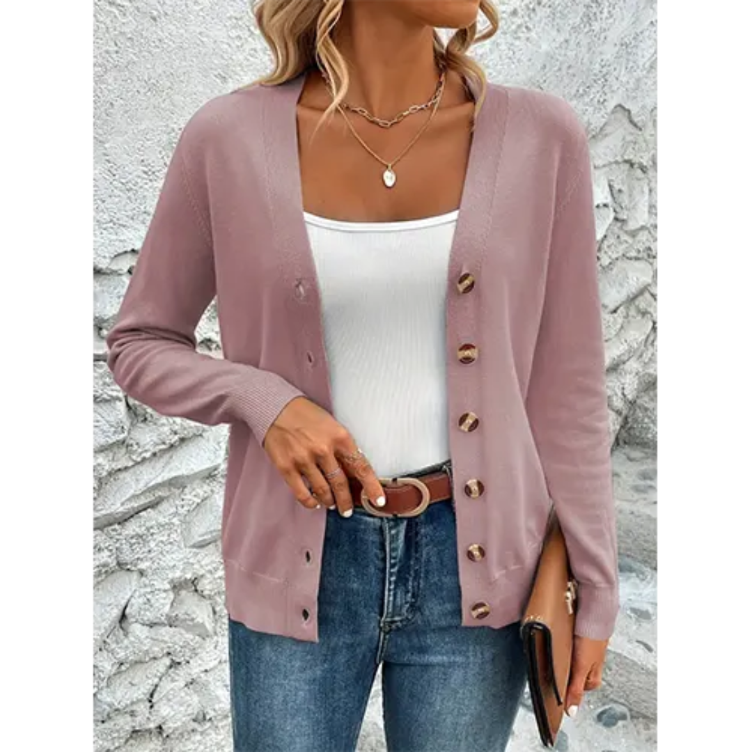 Payton | Damen Knopf Daunen Strickjacke | Langarm