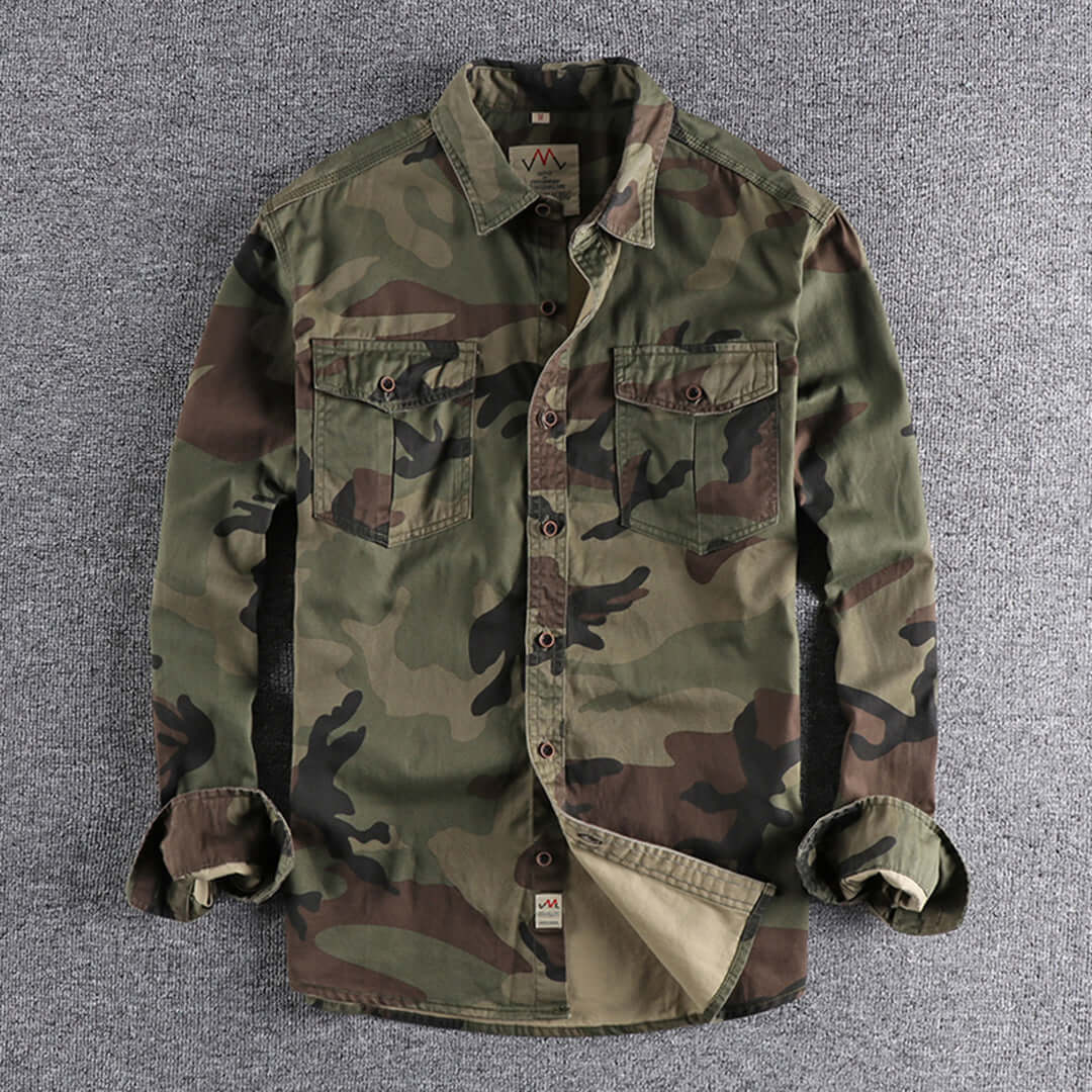 Robustes Herren Langarmhemd Camouflage