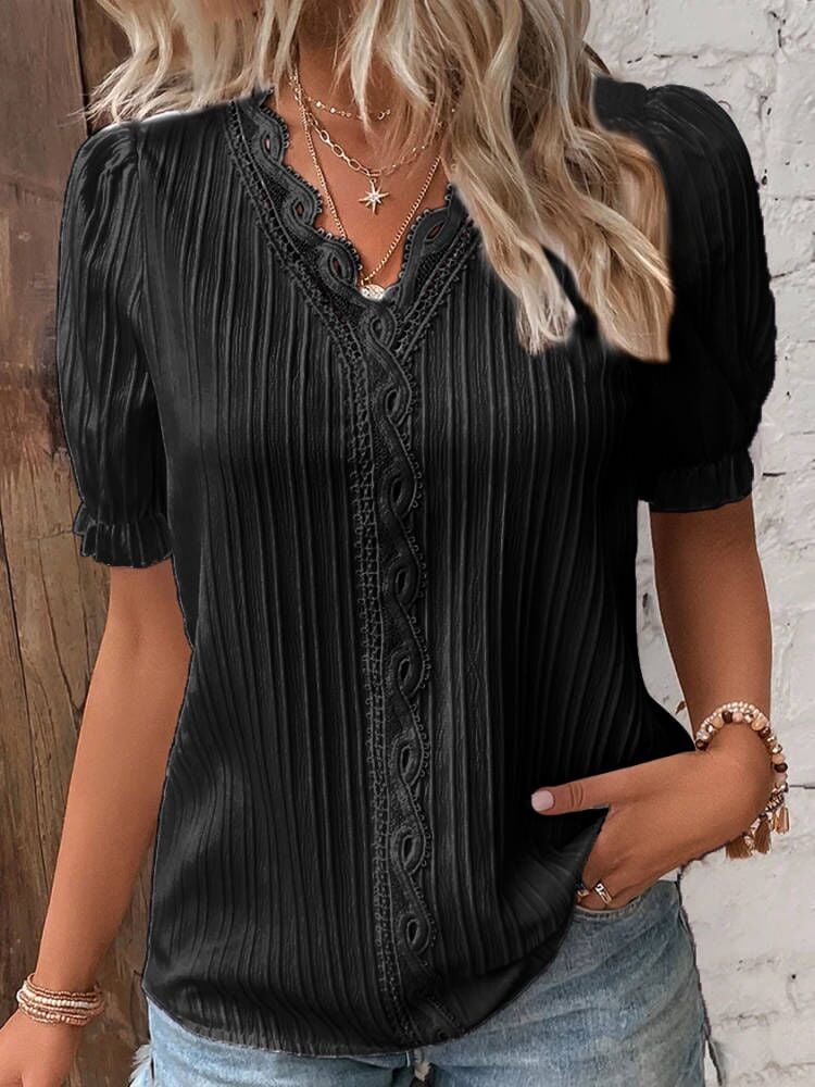 Leichte Sommerbluse Damen Atmungsaktiv Elegant Kurzarm – Victoria