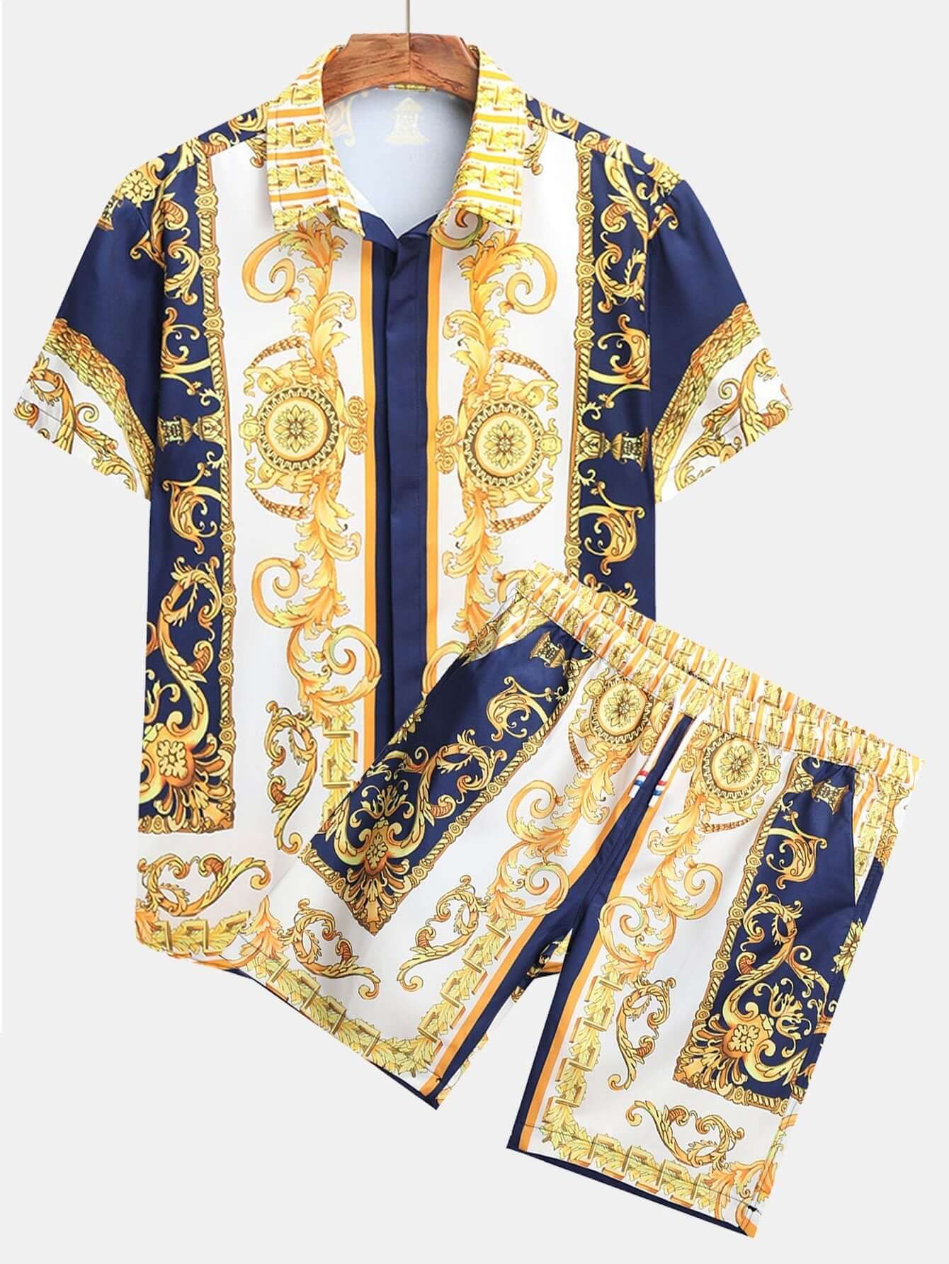 Barockdruck Hemd & Shorts Set Herren