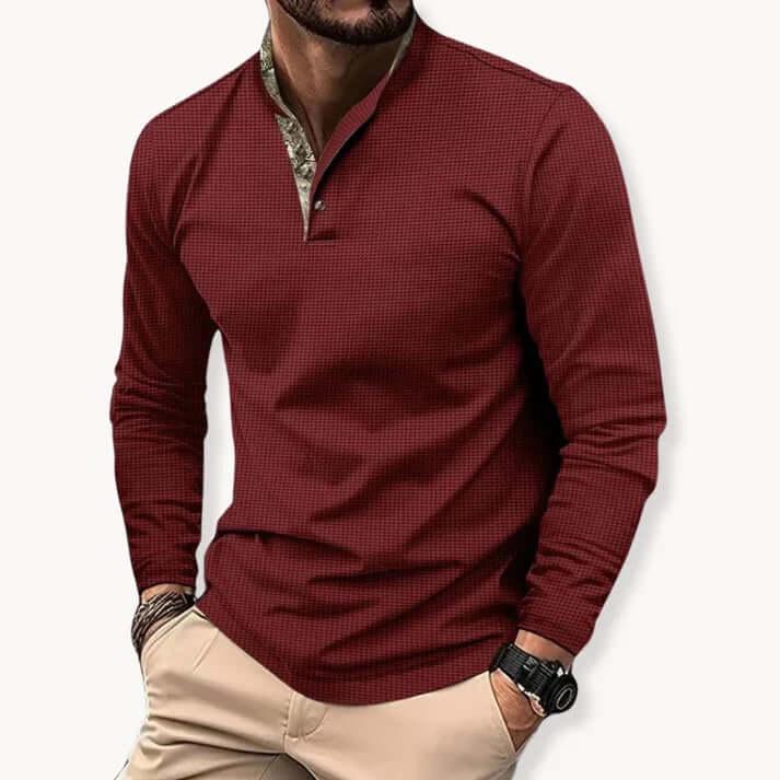 Langarm-Poloshirt Herren - Kontrastkragen