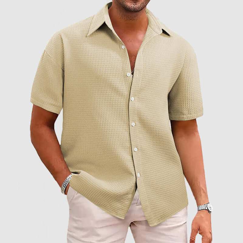 Herren Waffelstrick Hemd - Elegant & Komfortabel