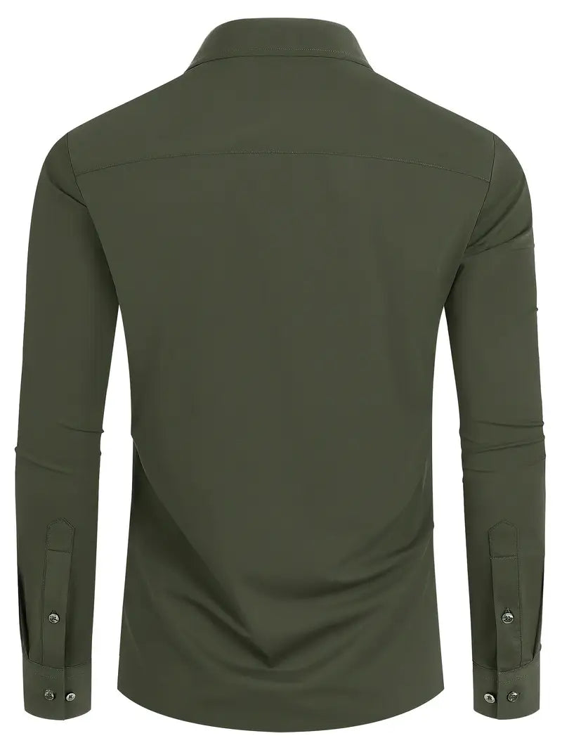 Schwarzes Herrenhemd Elegant Slim Langarm – Alviro