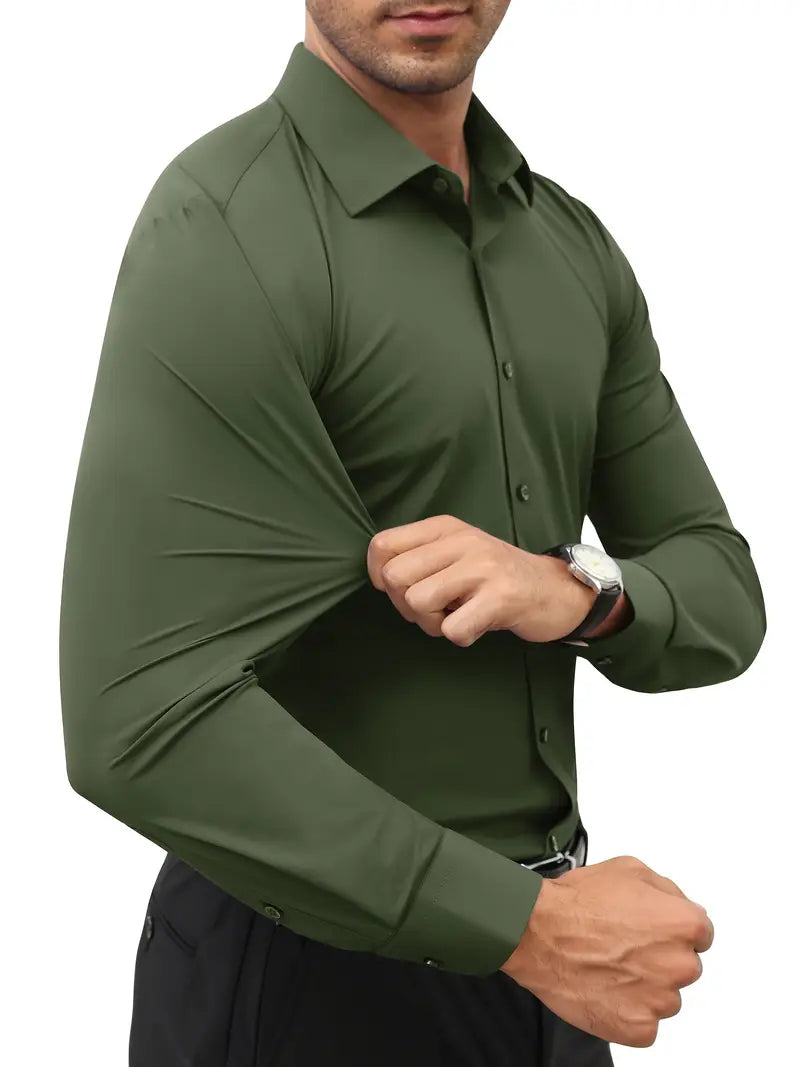 Schwarzes Herrenhemd Elegant Slim Langarm – Alviro