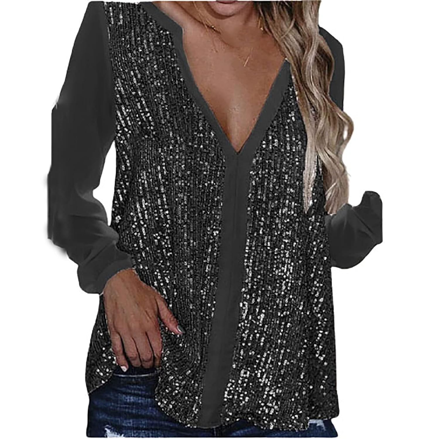 Elegante Plus-Size-Bluse mit V-Ausschnitt – Monika