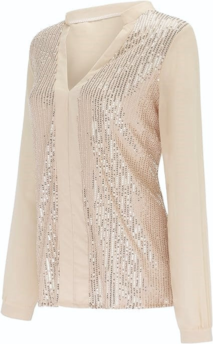 Elegante Plus-Size-Bluse mit V-Ausschnitt – Monika
