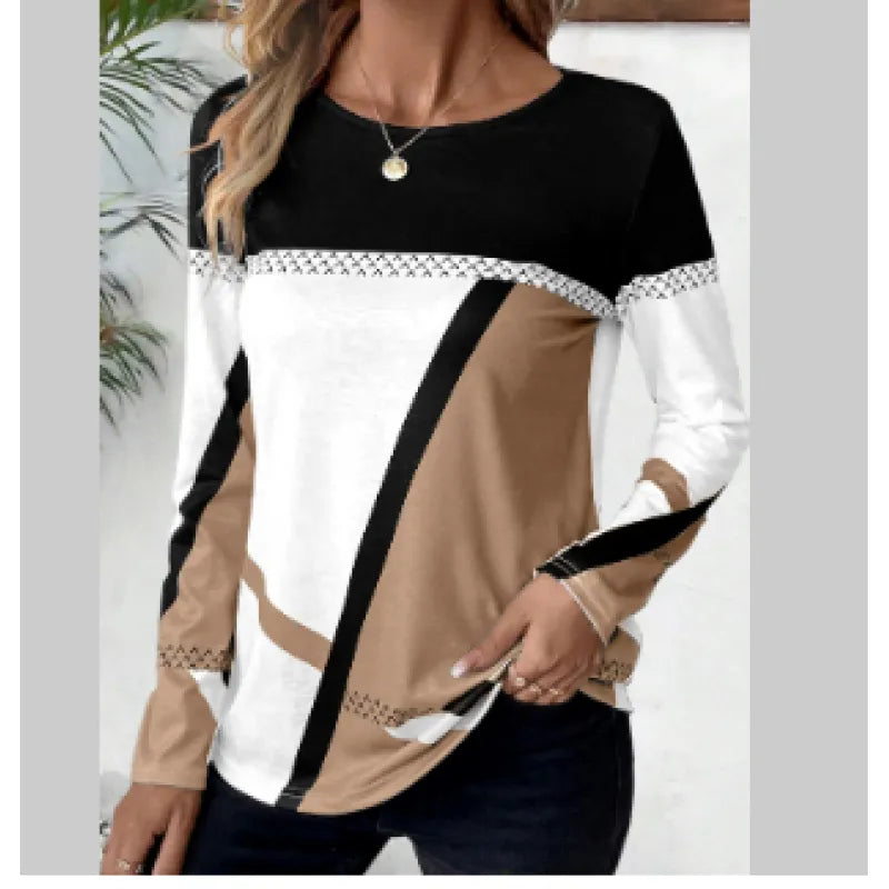 Leuchtendes Farbblock Shirt Damen