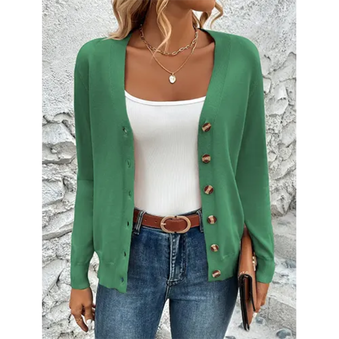 Payton | Damen Knopf Daunen Strickjacke | Langarm