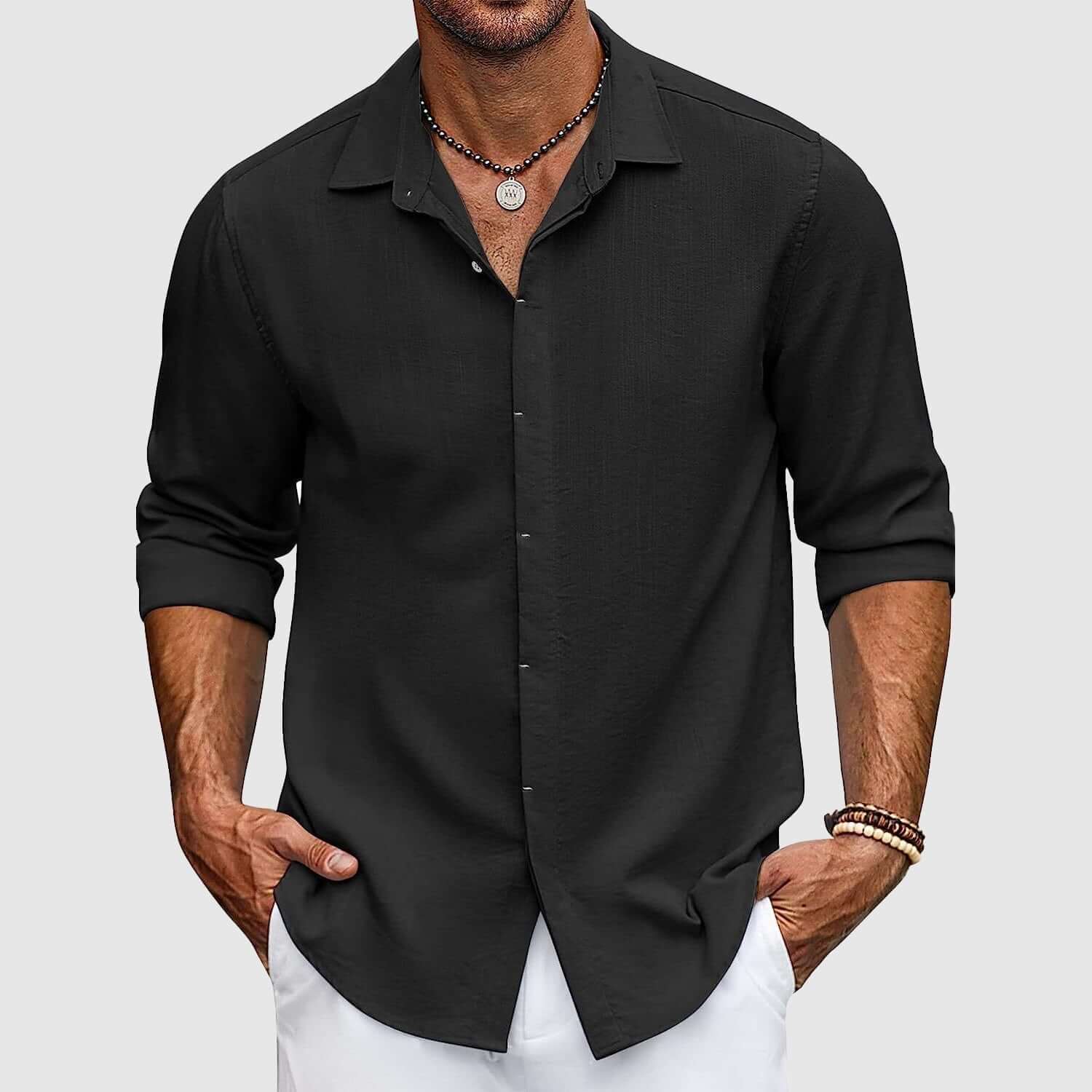 Elegantes Herren Leinenhemd - Atmungsaktiv & Modern