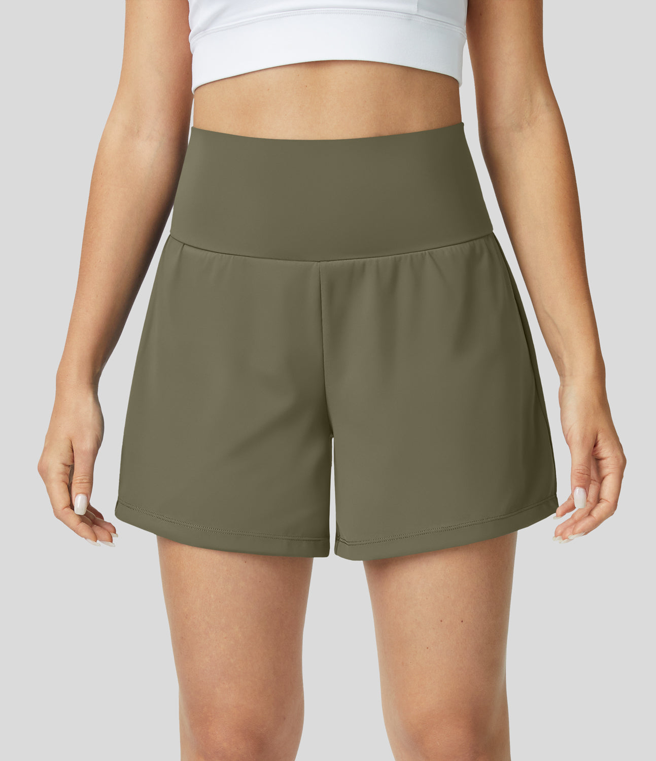 Ansley™ | 2-in-1-Yoga-Shorts mit hohem Bund, Gesäßtasche und Seitentasche