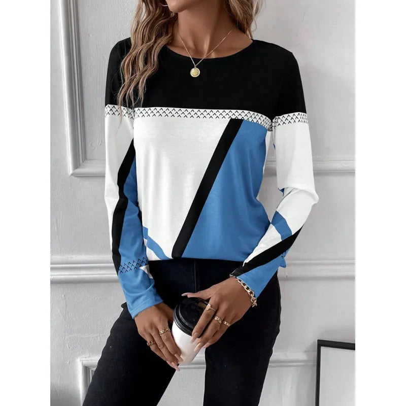 Leuchtendes Farbblock Shirt Damen