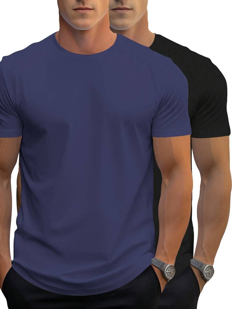 2-Teiliges, klassisches Kurzarm-T-Shirt für Herren