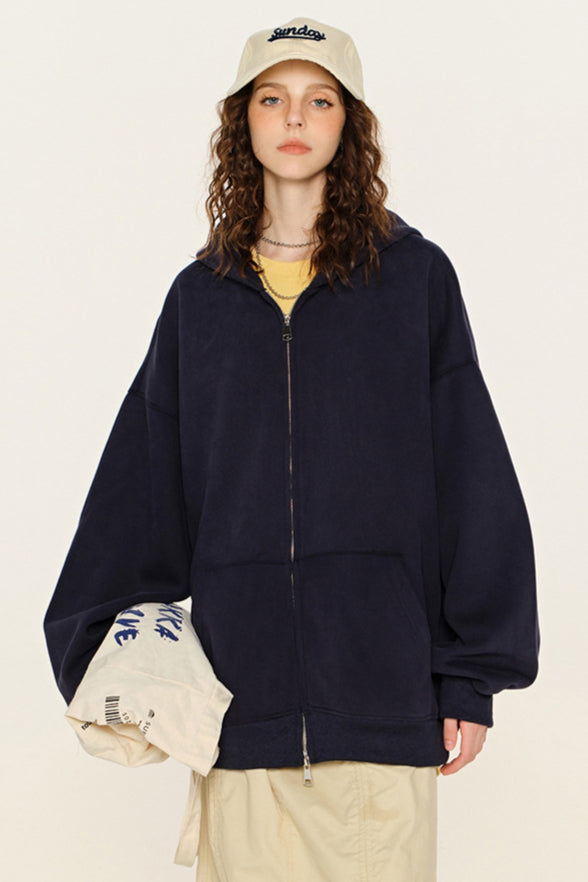 Lässiges Sweatshirt mit Kapuze und Reißverschluss