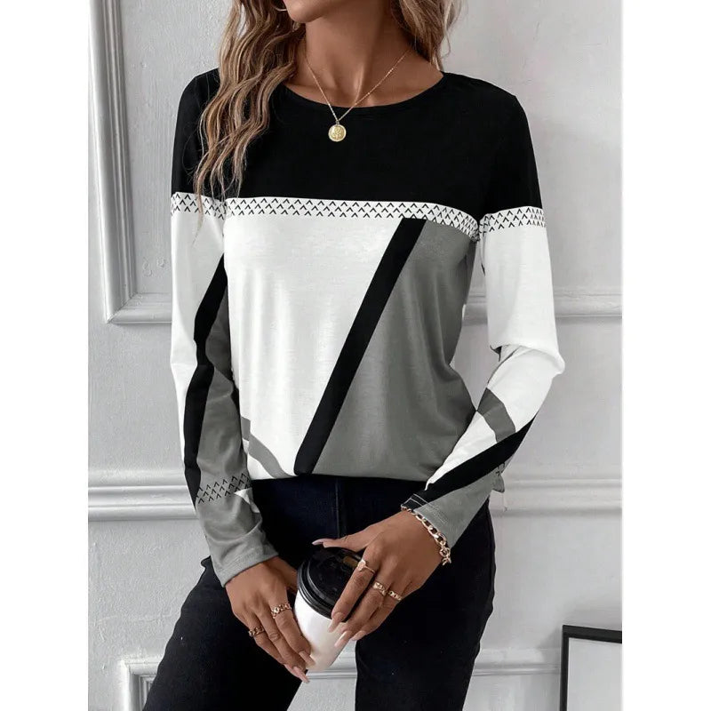 Leuchtendes Farbblock Shirt Damen