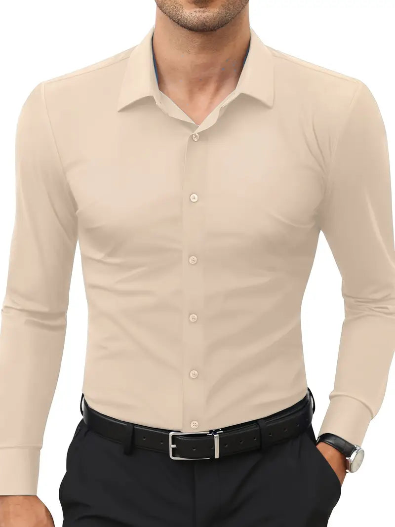 Schwarzes Herrenhemd Elegant Slim Langarm – Alviro