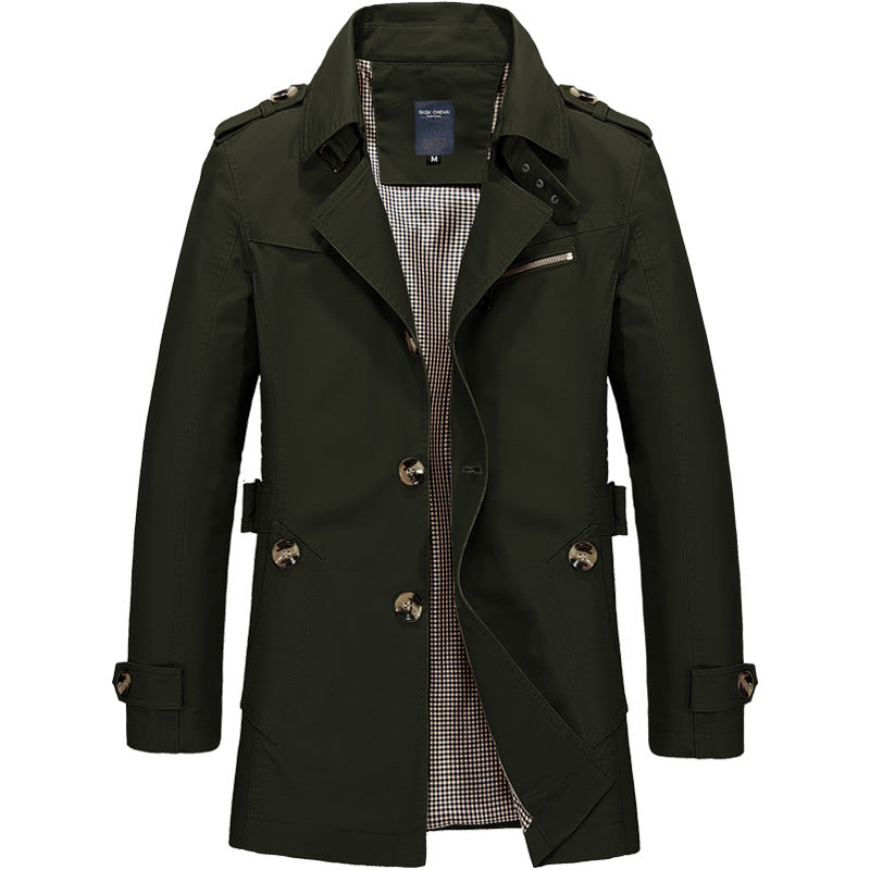 Klassischer Herren-Trench mit kariertem Innenfutter