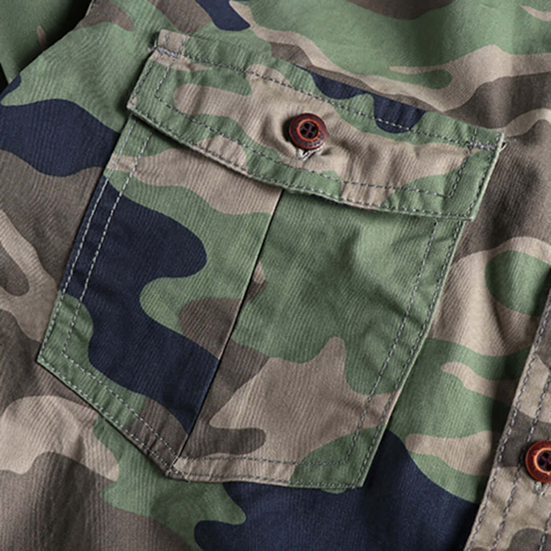 Robustes Herren Langarmhemd Camouflage