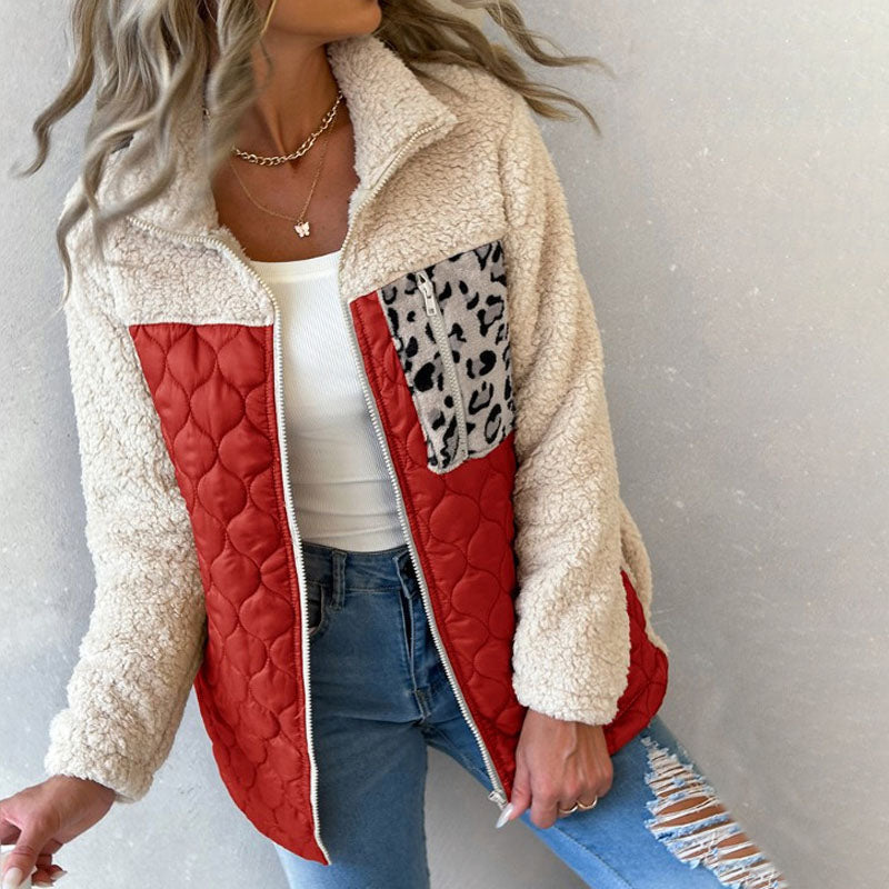 Warmer Patchwork-Plüschmantel