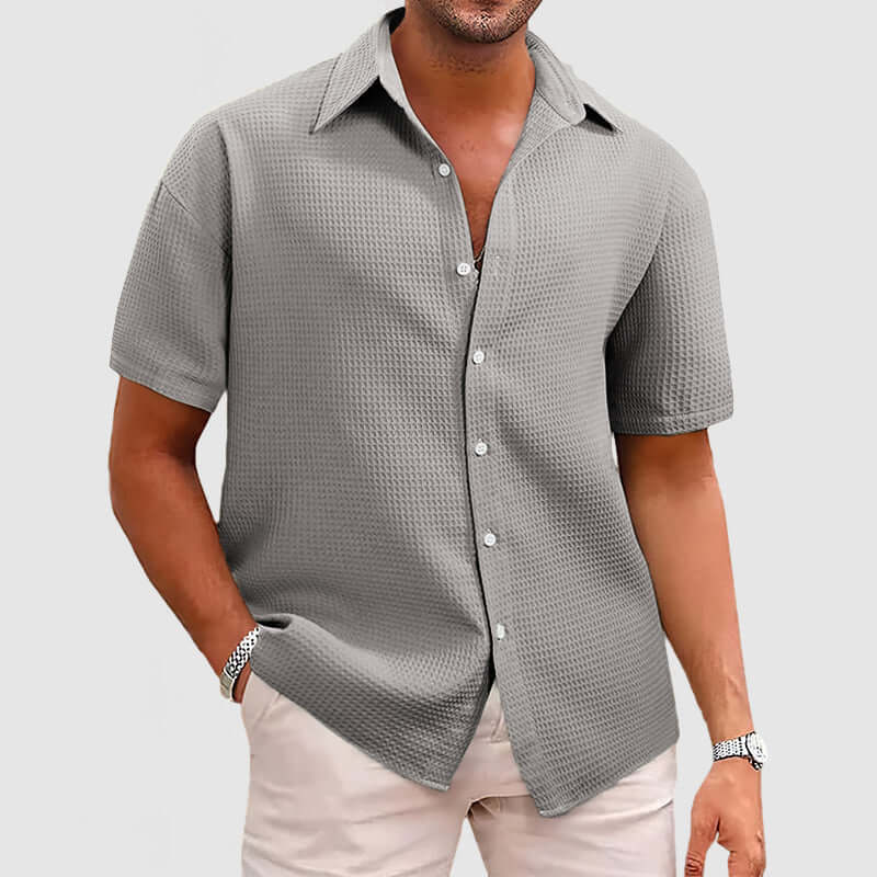 Herren Waffelstrick Hemd - Elegant & Komfortabel
