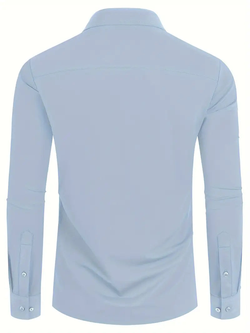 Schwarzes Herrenhemd Elegant Slim Langarm – Alviro