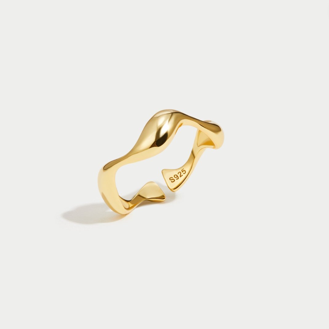 925 Sterling Gold Wellenring für Frauen