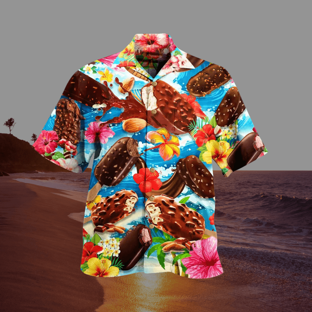 Sommerhemd Herren Kurzarm Eiscreme-Print