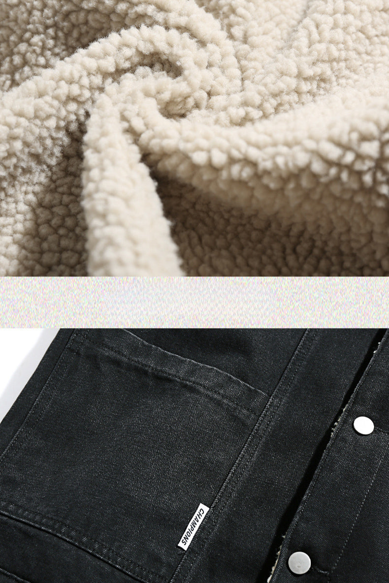 Trendy Urban Jeansjacke mit Sherpa-Kragen
