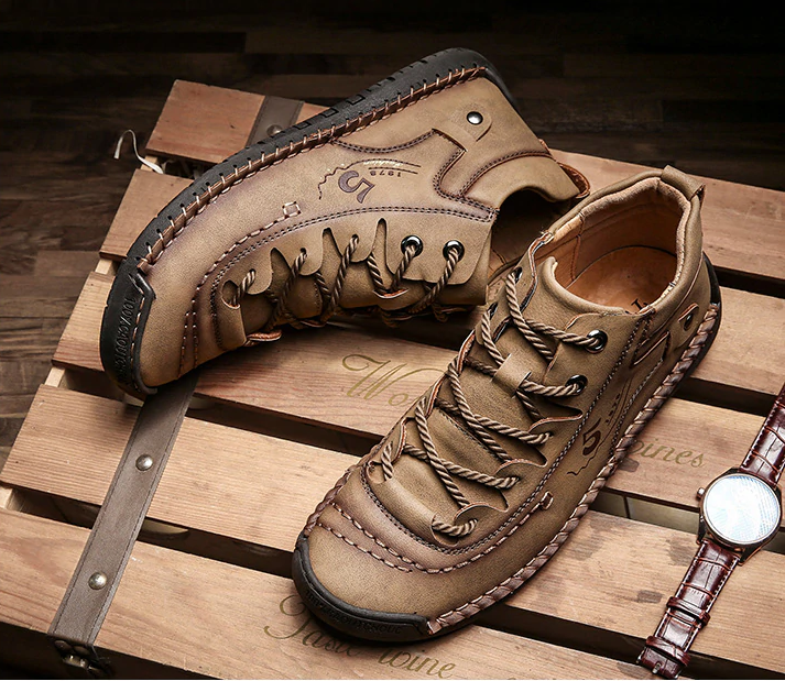 Luca - Schwarze Vintage-Lederschuhe