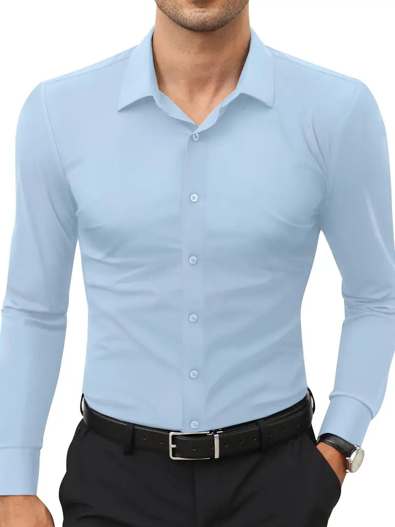 Schwarzes Herrenhemd Elegant Slim Langarm – Alviro