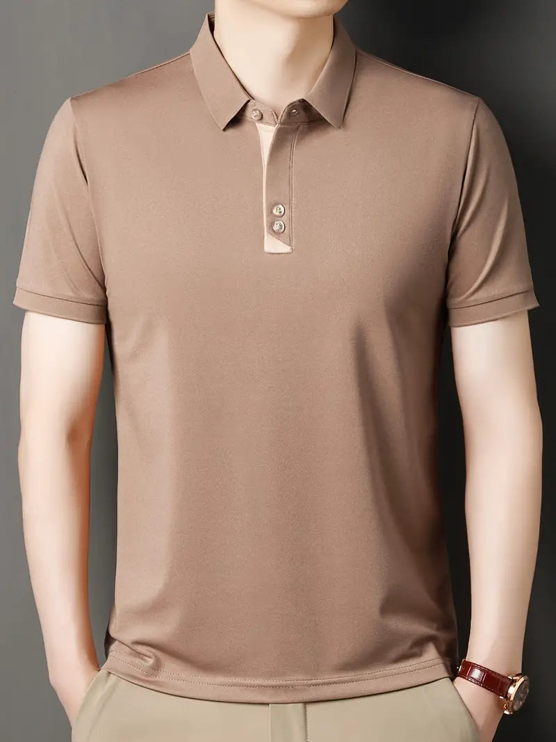 Herren Polohemd mit Farbblockmuster – Bequeme Passform – Elias