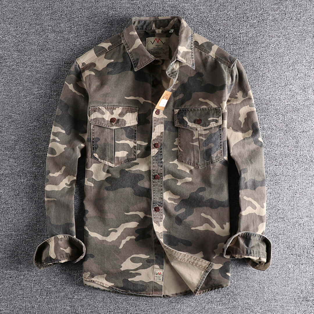 Robustes Herren Langarmhemd Camouflage