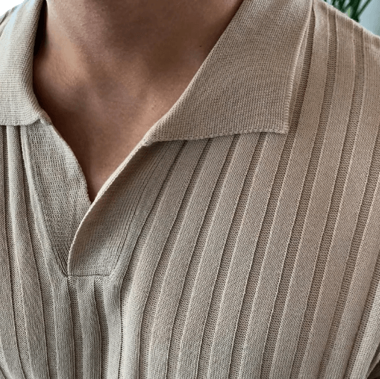 Geripptes Baumwoll-Poloshirt für Herren