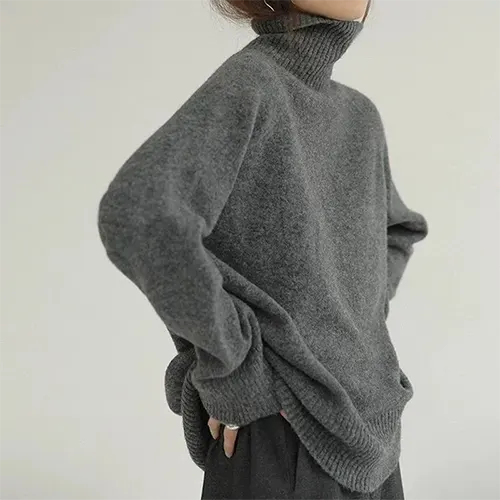 Maelina | Damen Lange Rollkragen Pullover | Überdimensionale