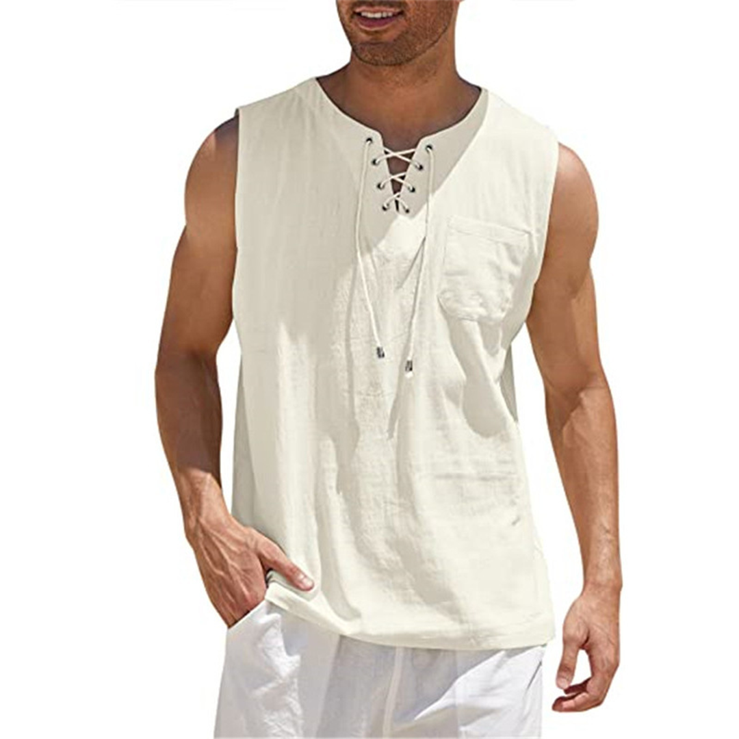 Herren Leinenhemd Ärmellos Sommer Slim Fit – Jimmy