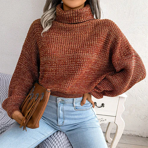 Aurany | Damen Strick Winter Pullover | Rollkragen